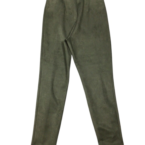 NWT Loft Ann Taylor Olive Green High-Waisted Large Brushed Faux Suede - Picture 3 of 10